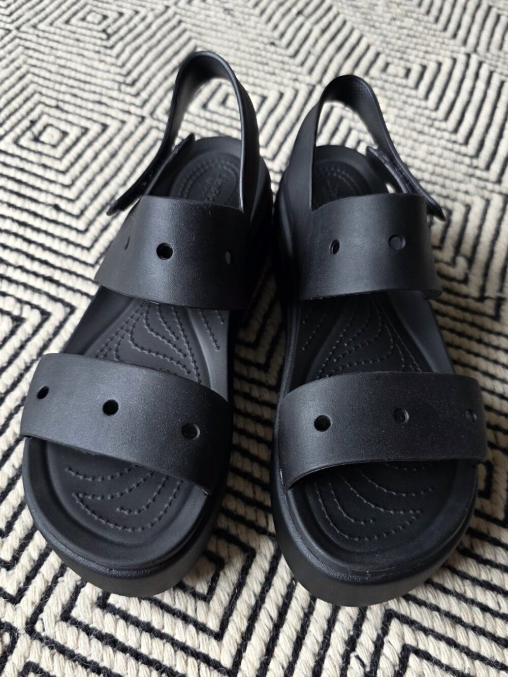 CROCS Black Platform Slingback Sandals - Picture 2 of 8